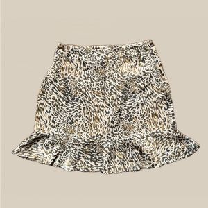 Satin Flouncy Leopard Print Mini Skirt S